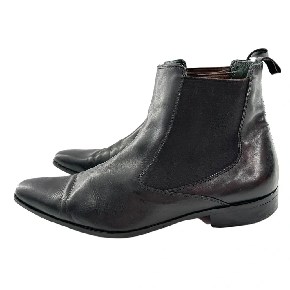 Kenneth Cole mens Chelsea boots size 11 black Italian leather dress pull on